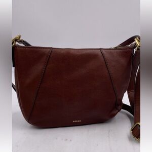 Fossil Dark Brown Leather Shoulder Bag